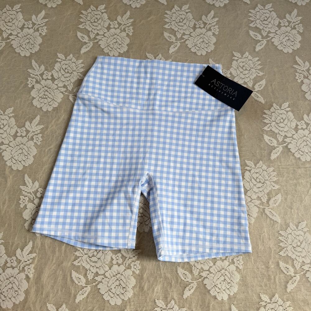 Astoria Activewear Blue Gingham Biker Shorts Size M